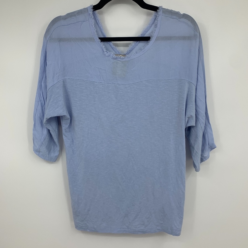 Dolan medium blouse raw edge boat neck 3/4 sleeve